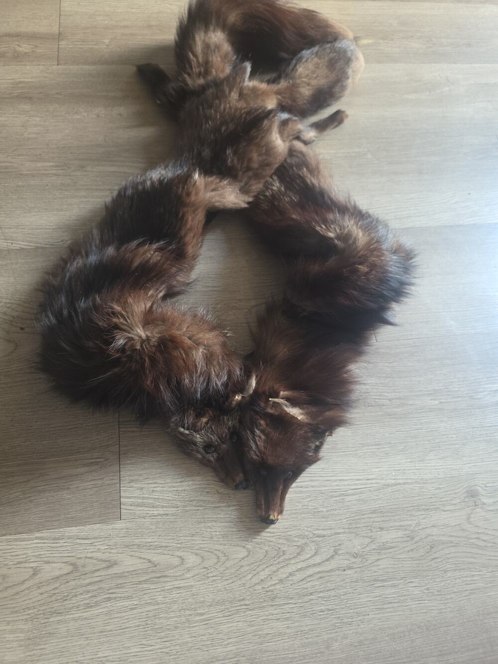 Vintage Whole Mink Fur Stole Wrap Scarf Heads Tails Feet